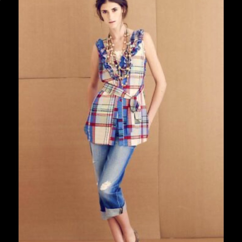 Fei tunic blue plaid size 4